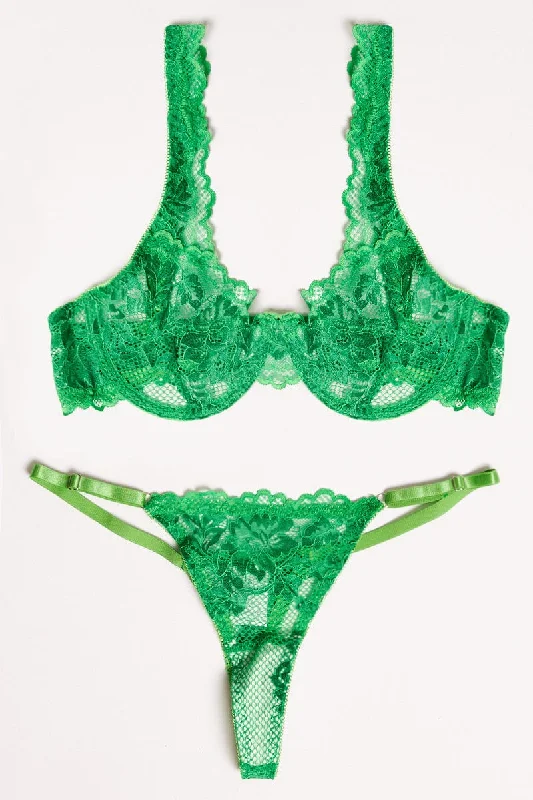 Green Lace Lingerie Set