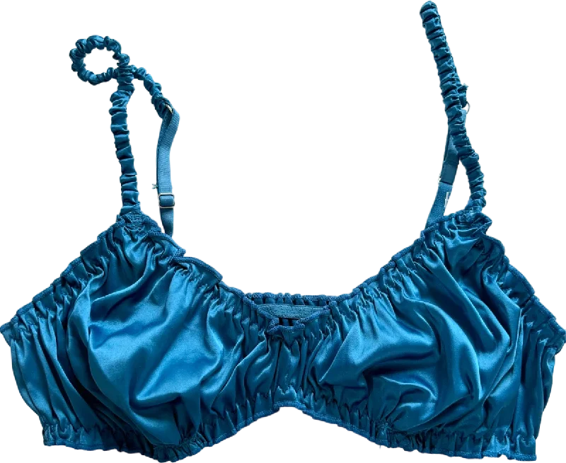 Out From Under Blue Ruched Bralette UK S