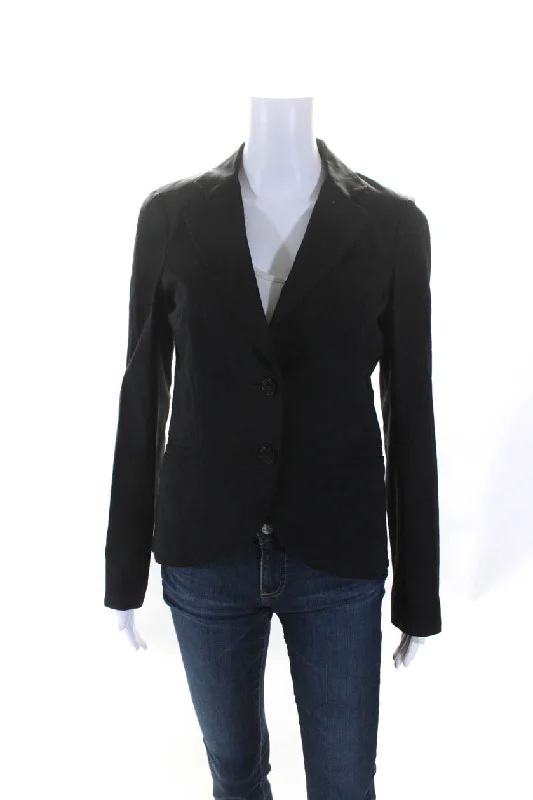 Theory Womens V-Neck Notch Collared Two Button Blazer Suit Jacket Navy