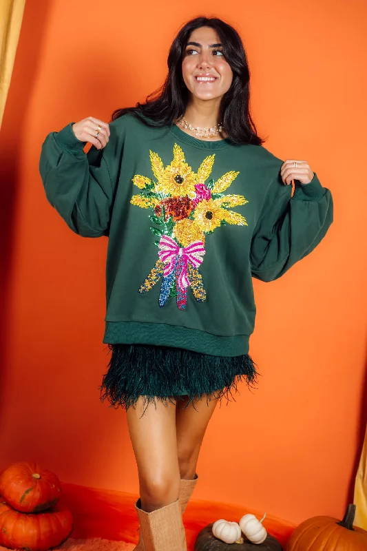 Dark Green Fall Bouquet Sweatshirt